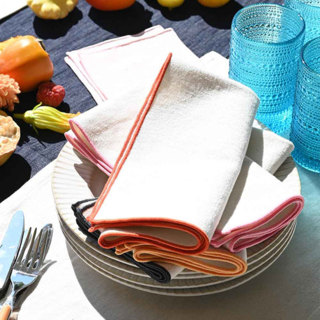 Rainbow Burlap Napkin Set