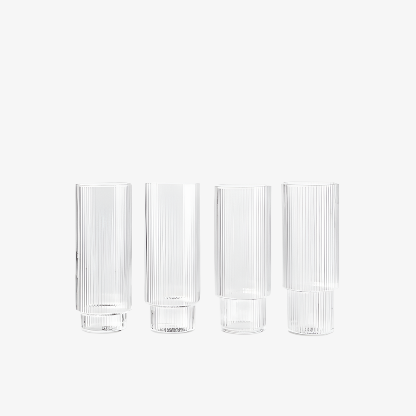 Ripple Long Drink Glasses - Set of 4