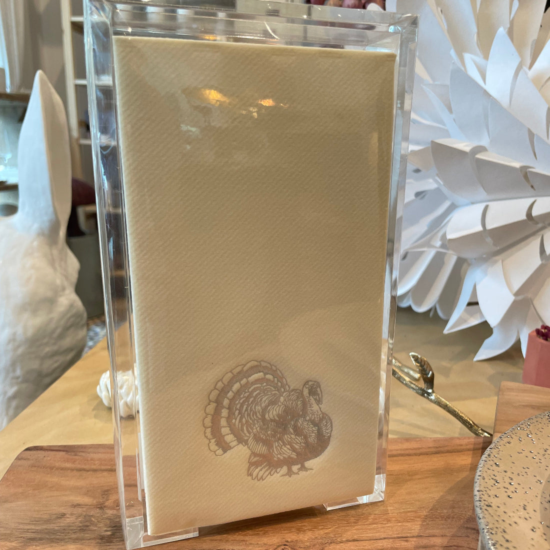Acrylic Tray With Guest Towels Silver Turkey On Putty