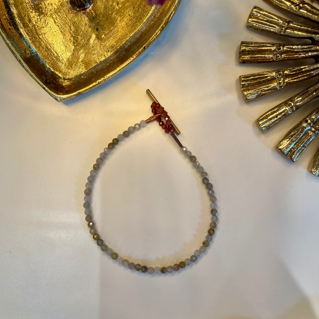 Natural Toggle Bracelet Labradorite + Garnet