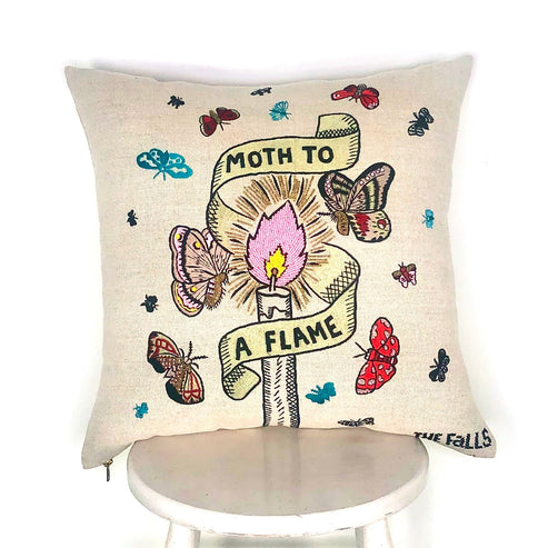 "Moth to a Flame" Pillow Natural/Multi