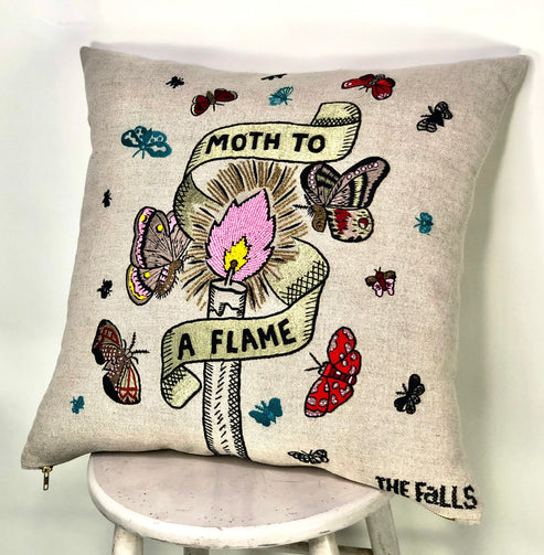 "Moth to a Flame" Pillow Natural/Multi