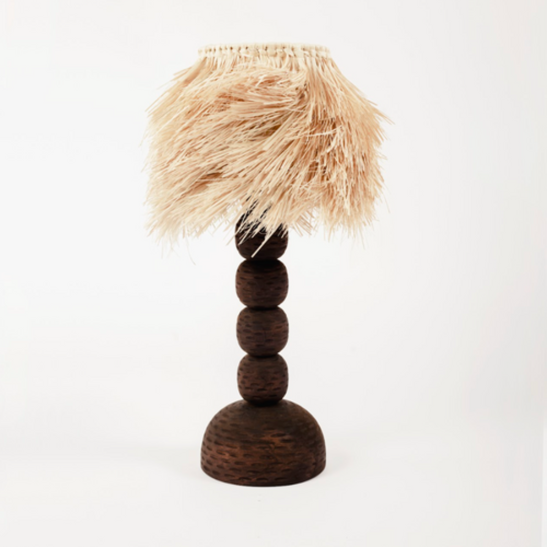 Daniel Orozco FOS Regina Wooden Lamp – Handcrafted Jabin Wood with Palm Shade