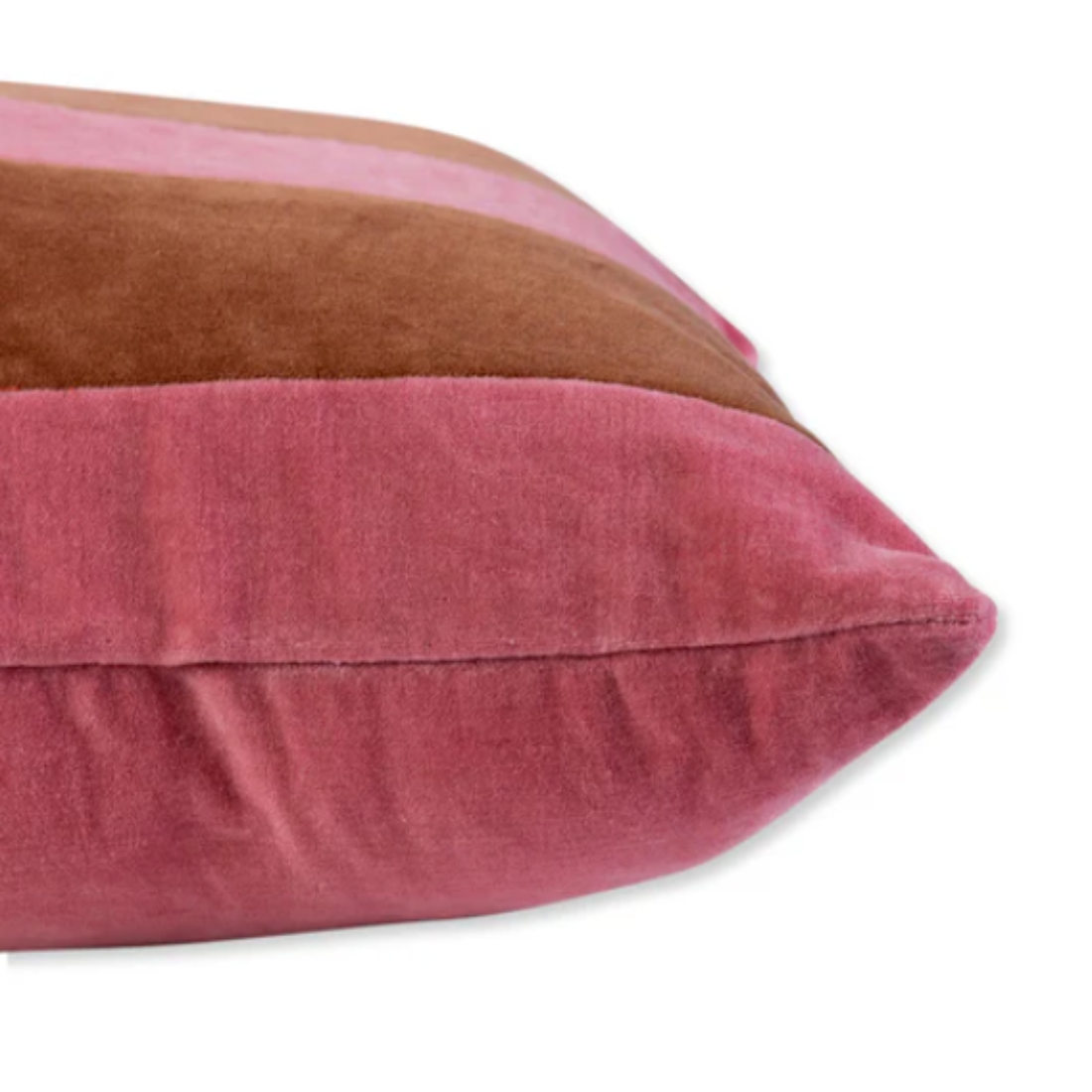 Striped Velvet Lumbar Pillow Light Pink+Rust