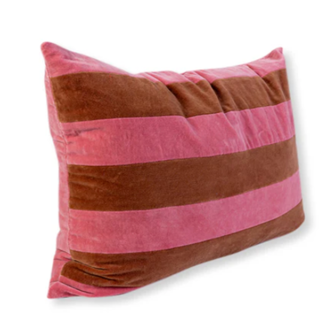 Striped Velvet Lumbar Pillow Light Pink+Rust