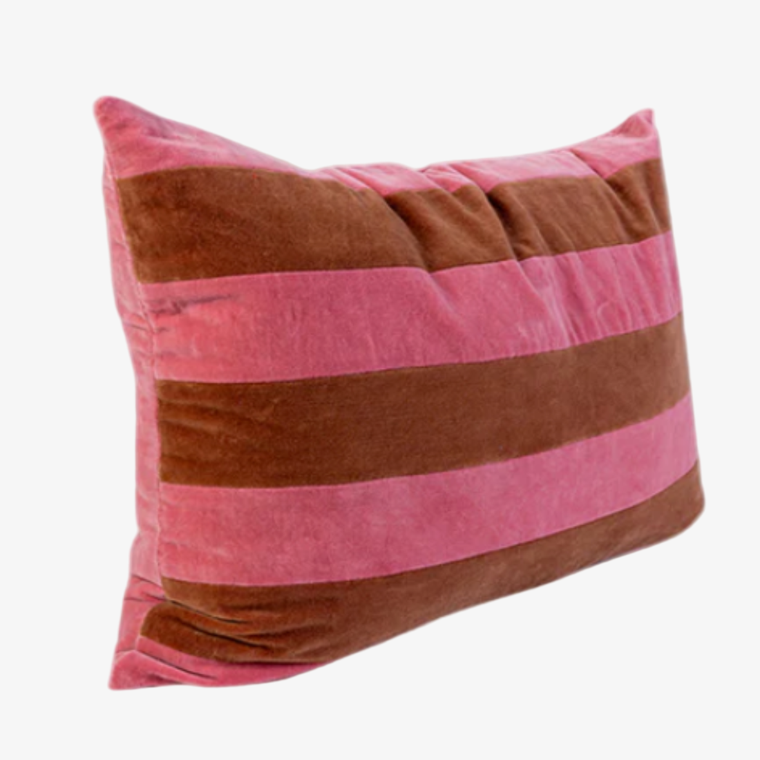 Striped Velvet Lumbar Pillow Light Pink+Rust
