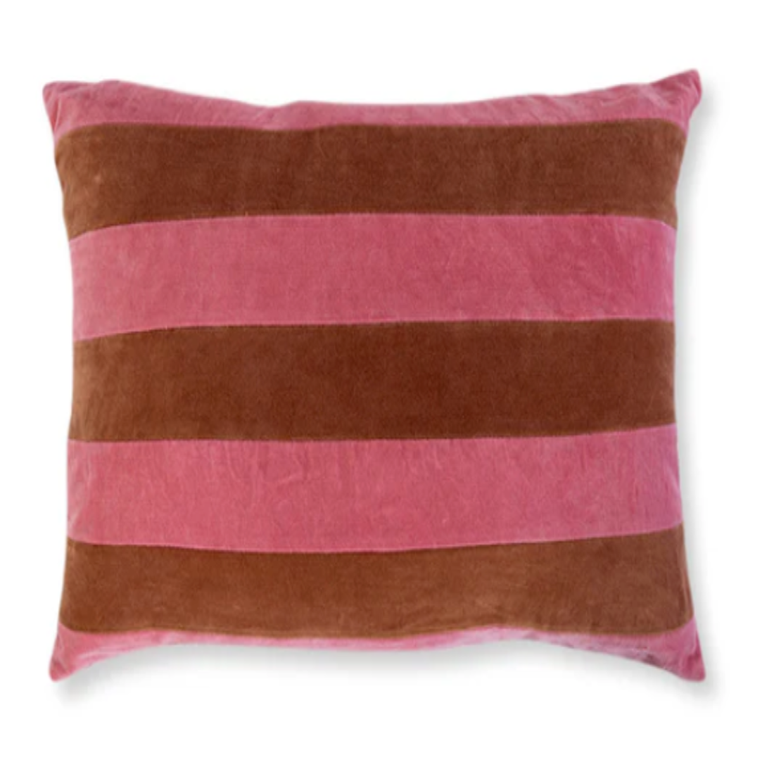 Striped Velvet Lumbar Pillow Light Pink+Rust
