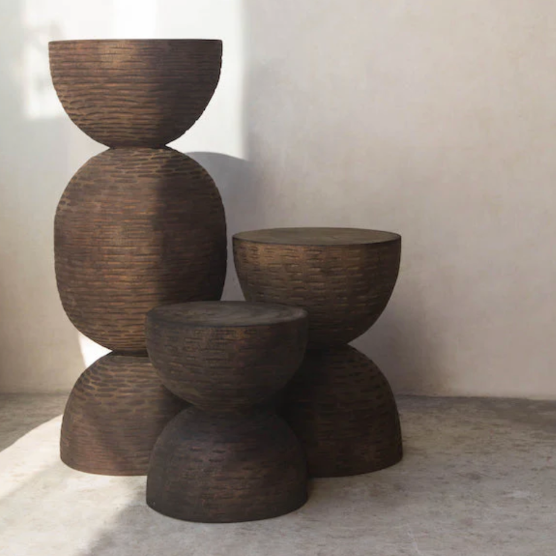 Luk Totem Set - Sculptural Cedar Totem Trio