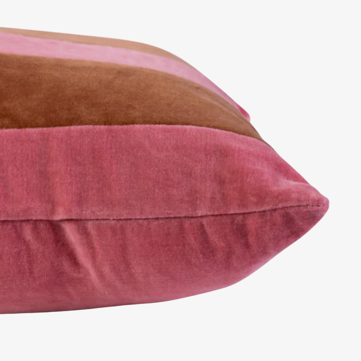 Striped Velvet Lumbar Pillow Light Pink+Rust