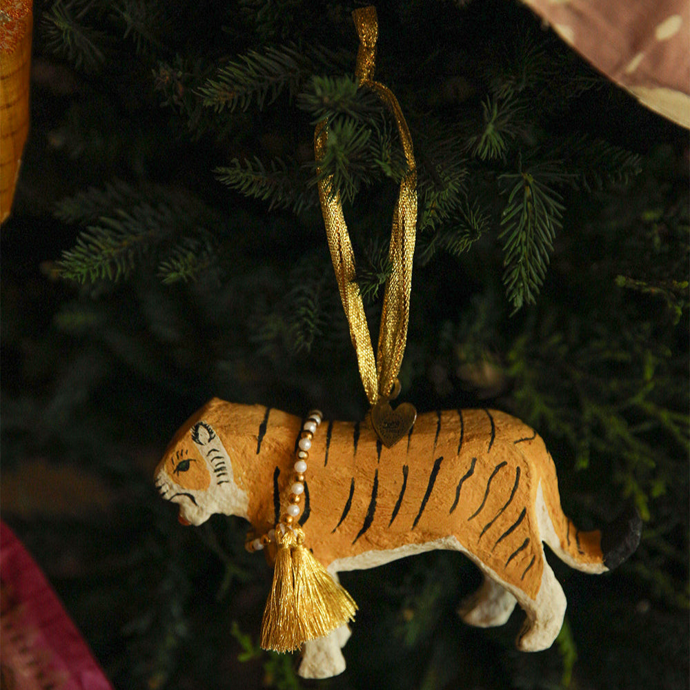 Tinsel Tiger Ornament