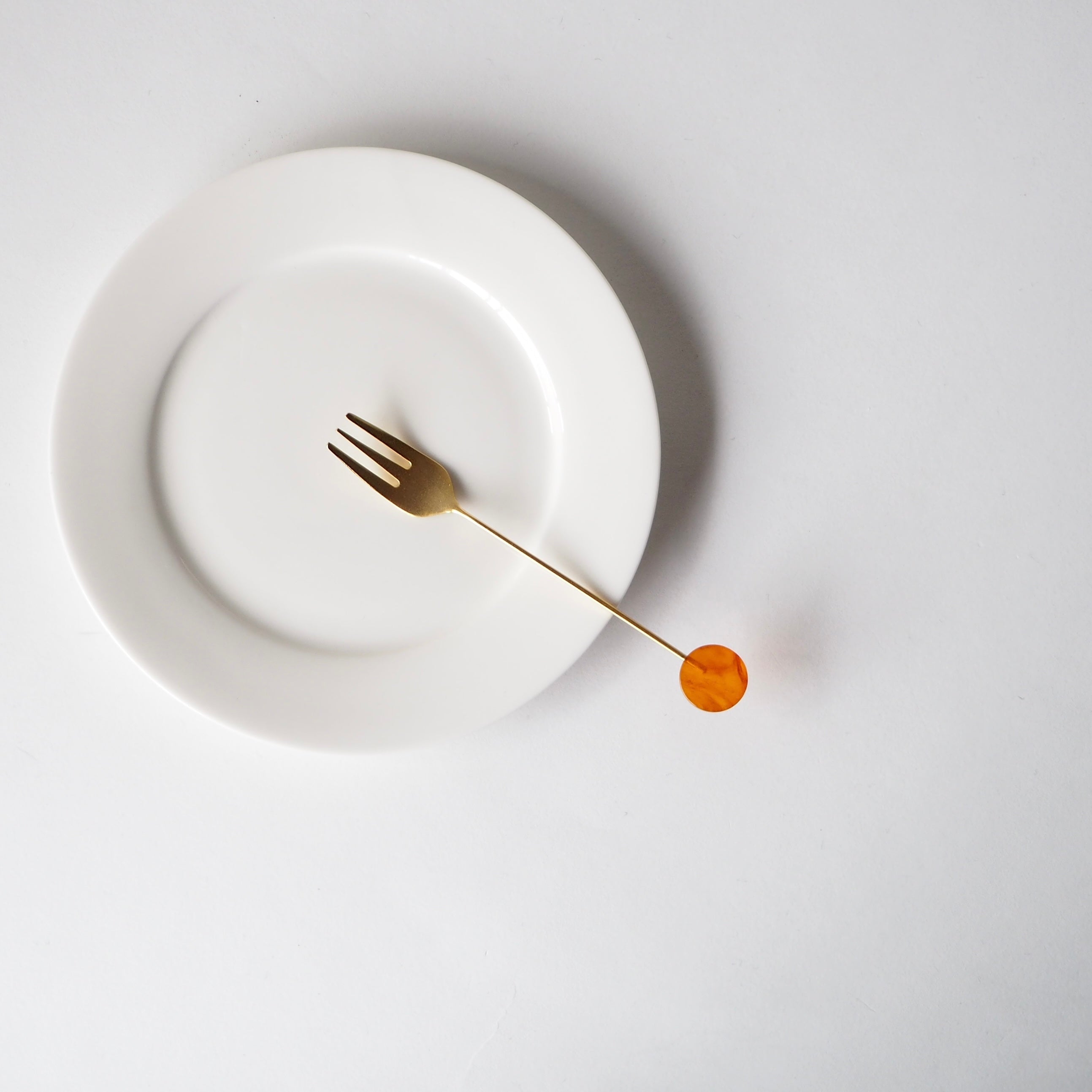 Tortoiseshell and Gold Round Appetizer Fork