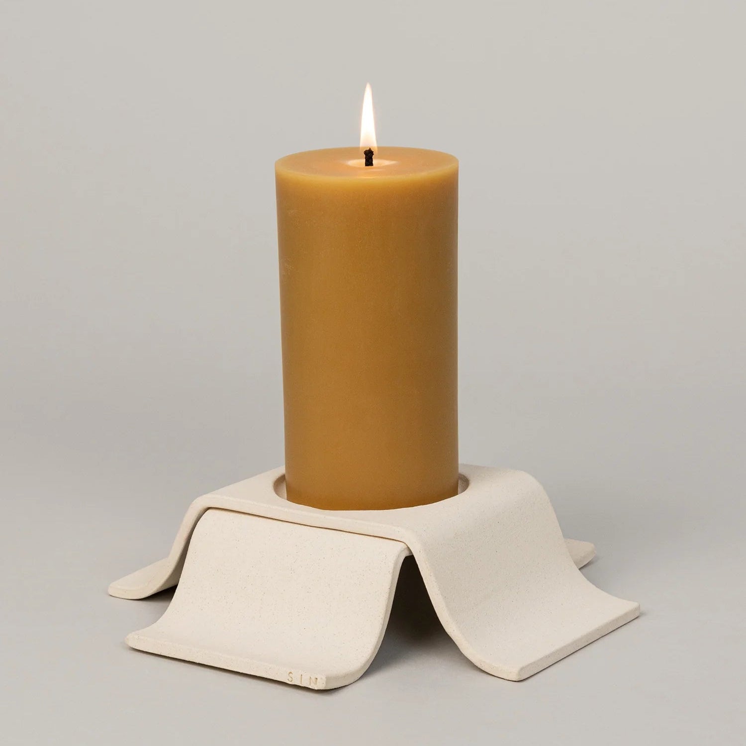 Noor Pillar Candleholder Tall - Bone