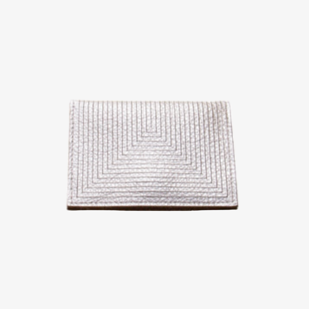 Metallic Platinum Leather Card Case