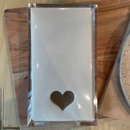 Acrylic Tray With Guest Towel Champagne Heart On Pebble