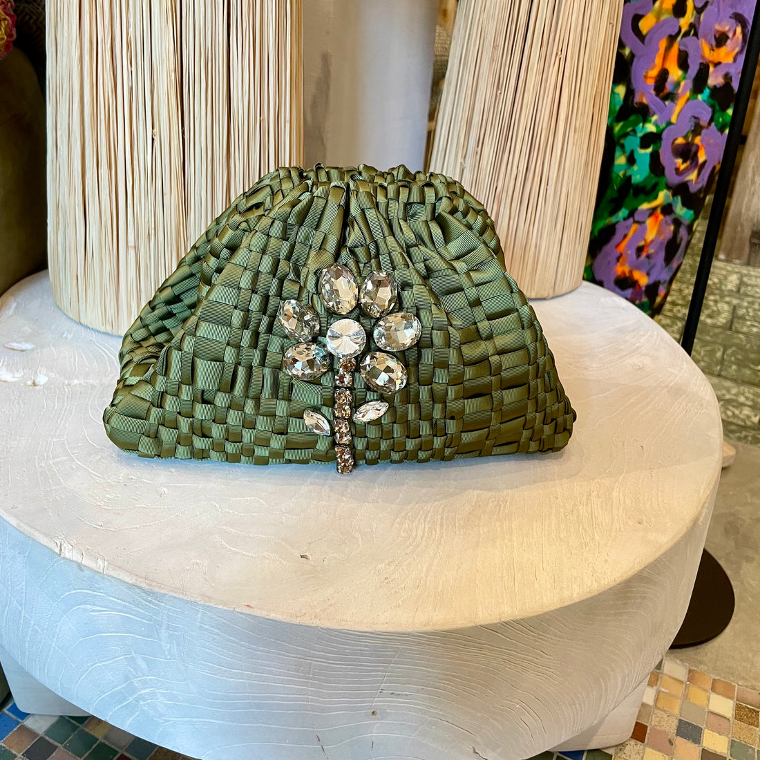 Crystal Petal Mini Bag Khaki