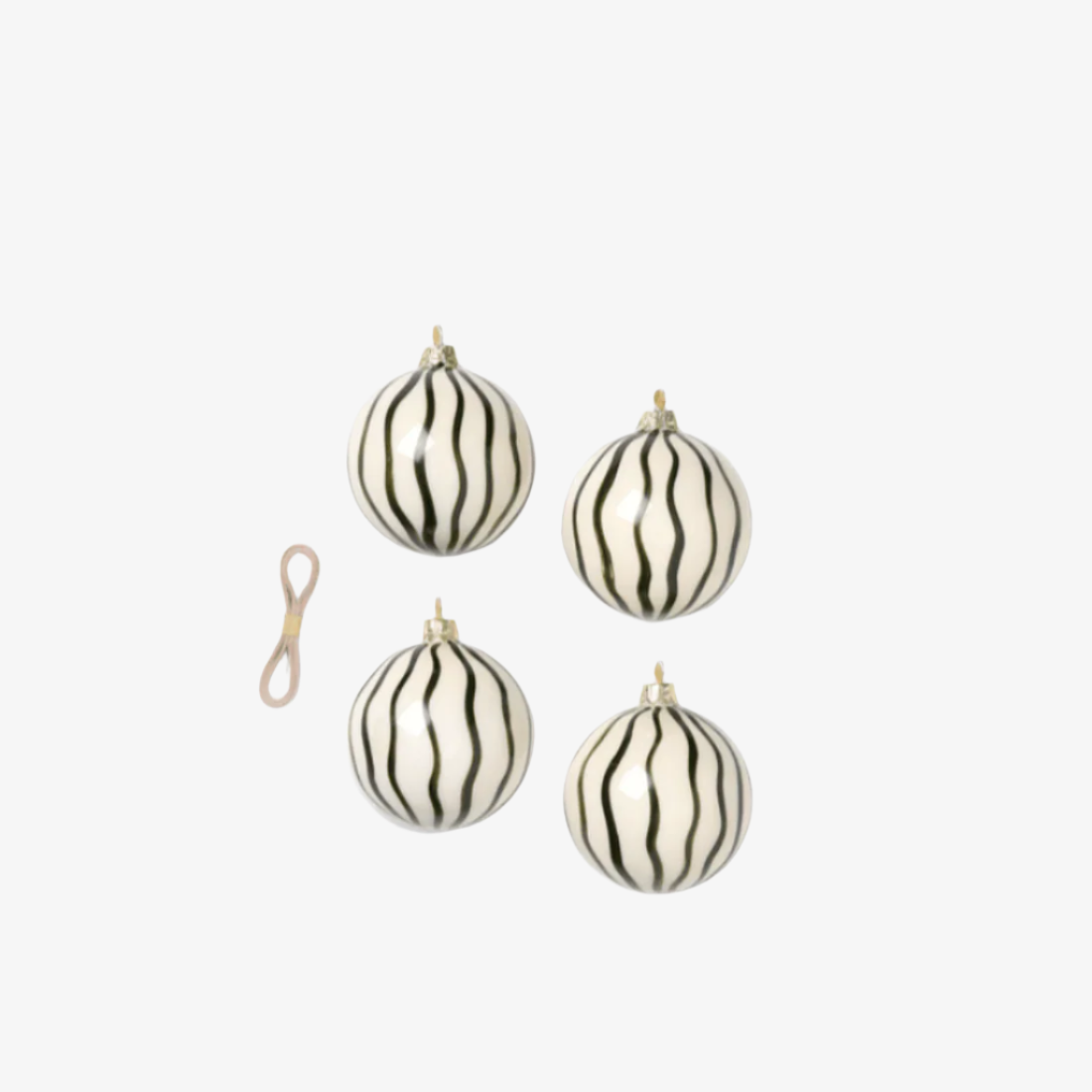 Christmas Glass Ornaments - Lines - Set of 4