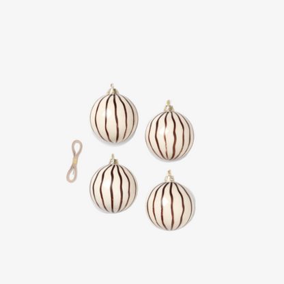 Christmas Glass Ornaments - Lines - Set of 4