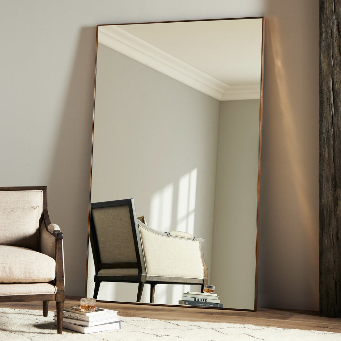 Georgina Rectangle Floor Mirror - Polished Brass