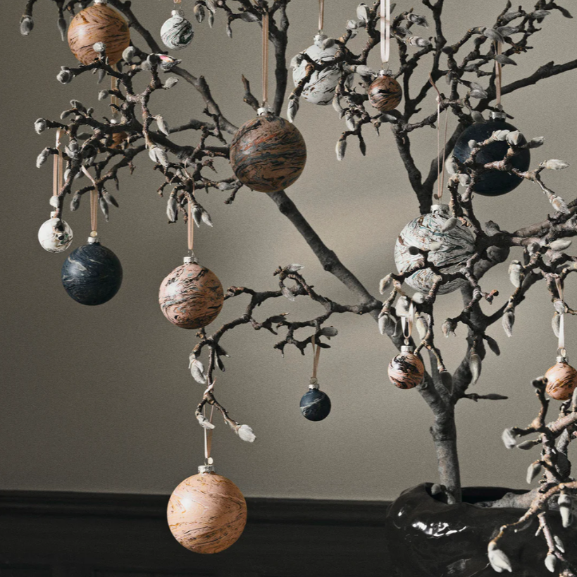 Marble Baubles Set of 8