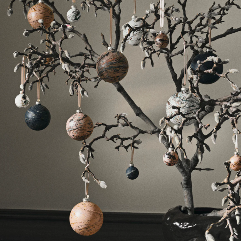 Marble Baubles Set of 4