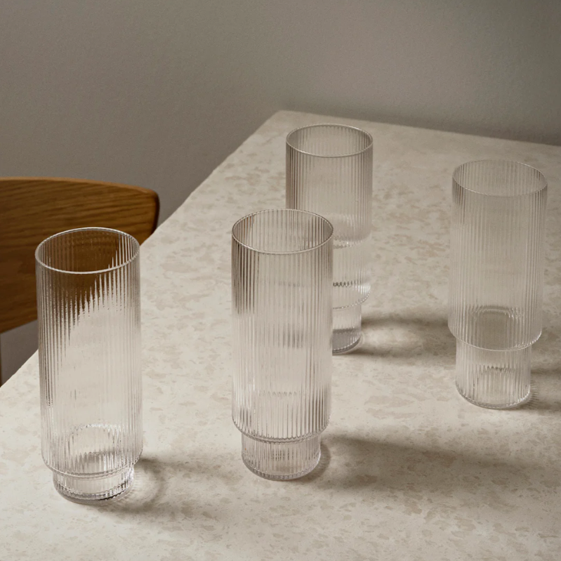 Ripple Long Drink Glasses - Set of 4