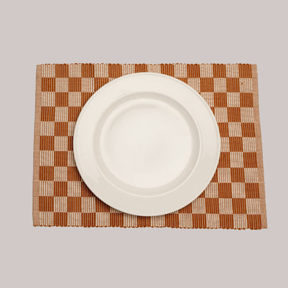 Brown Checkered Placemats  Set of 4