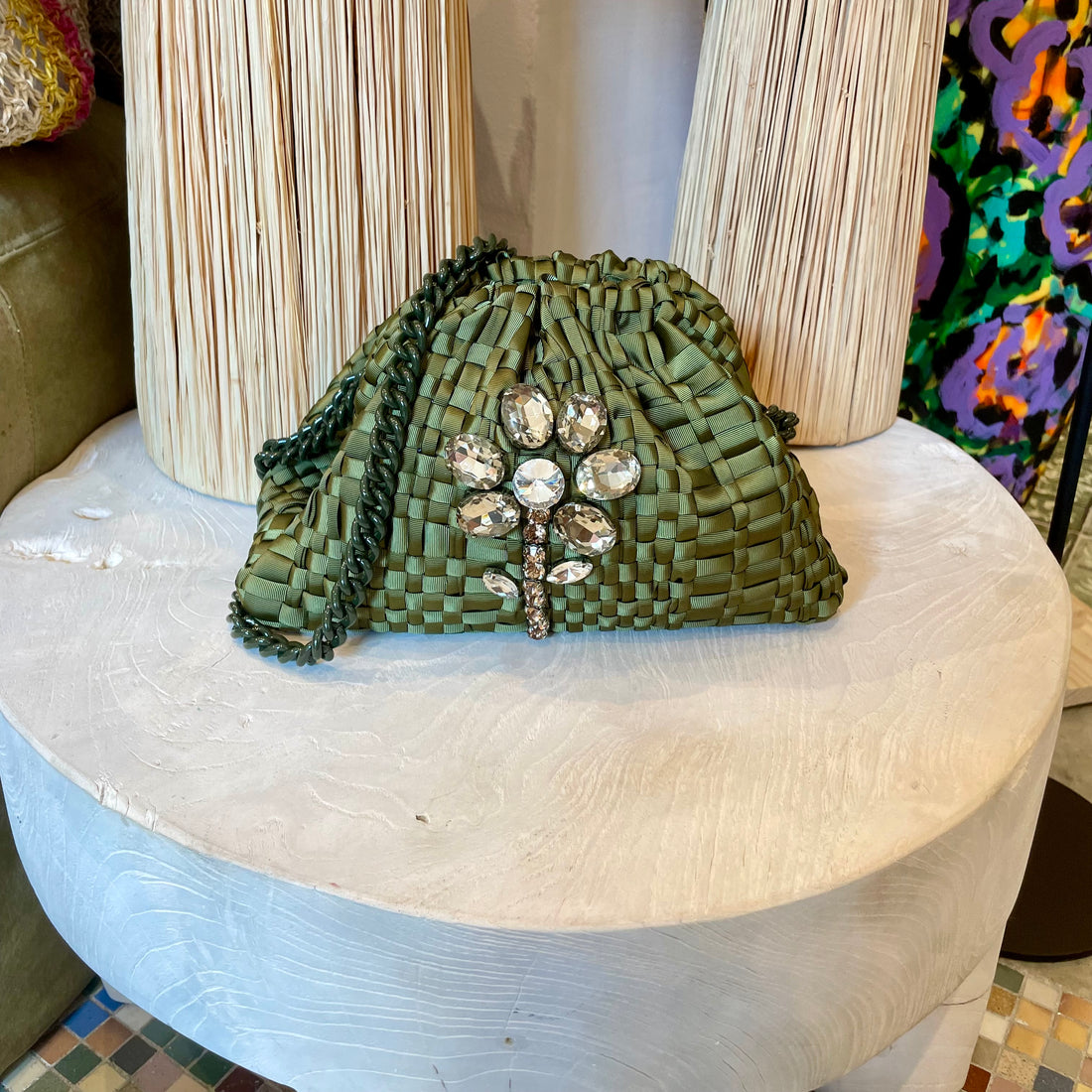 Crystal Petal Mini Bag Khaki