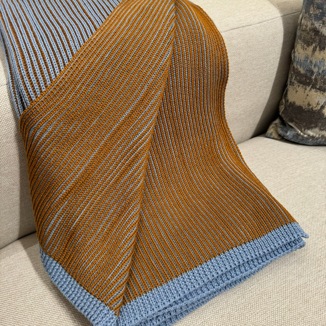 Clay Azure Ribbed Throw Blanket