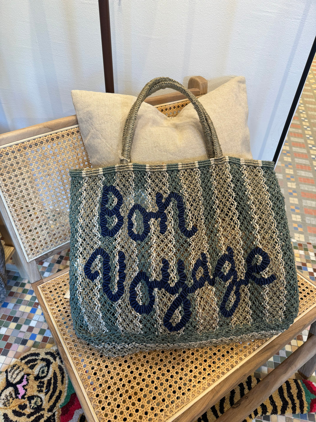 Bon Voyage Tote Bag - Grey/Khaki/Blue