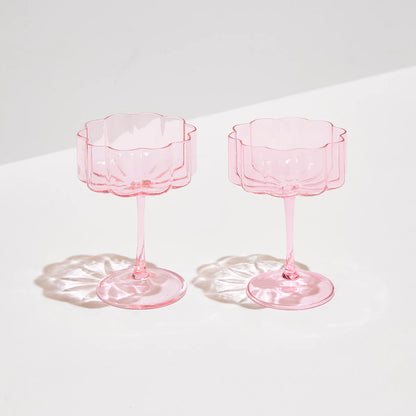 Two x Wave Coupe Glasses (Pink)
