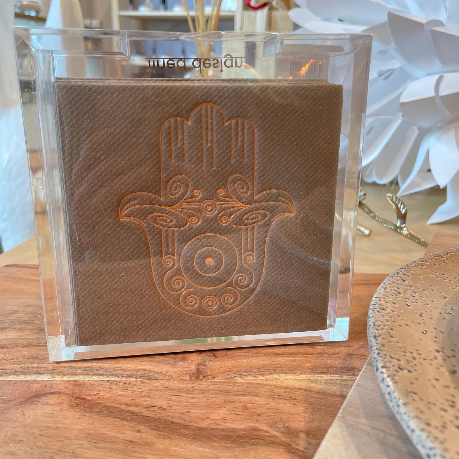 Acrylic Cocktail Napkin Hostess Set Hamsa