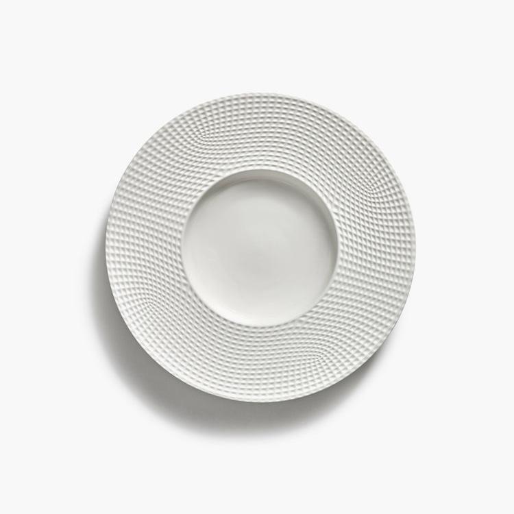 Deep Plate Wide Edge White Nido - Set of 2