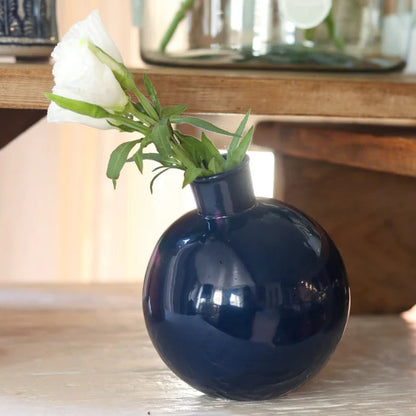 Navy Sphere Bud Vase