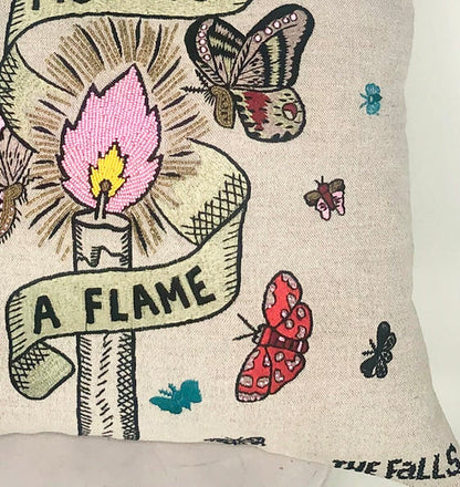 &quot;Moth to a Flame&quot; Pillow Natural/Multi