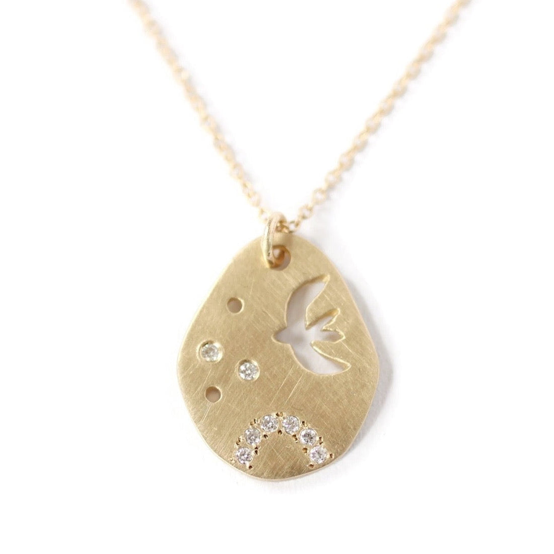 Dove &amp; Diamond Teardrop Necklace