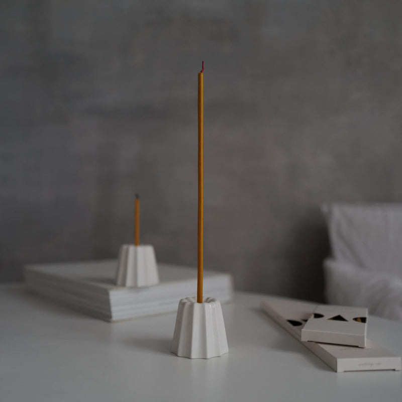 Big Porcelain Candle Holder  - Glossy White