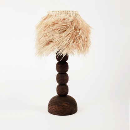 Daniel Orozco FOS Regina Wooden Lamp – Handcrafted Jabin Wood with Palm Shade
