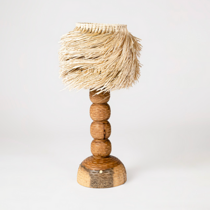 Daniel Orozco FOS Regina Wooden Lamp – Handcrafted Jabin Wood with Palm Shade