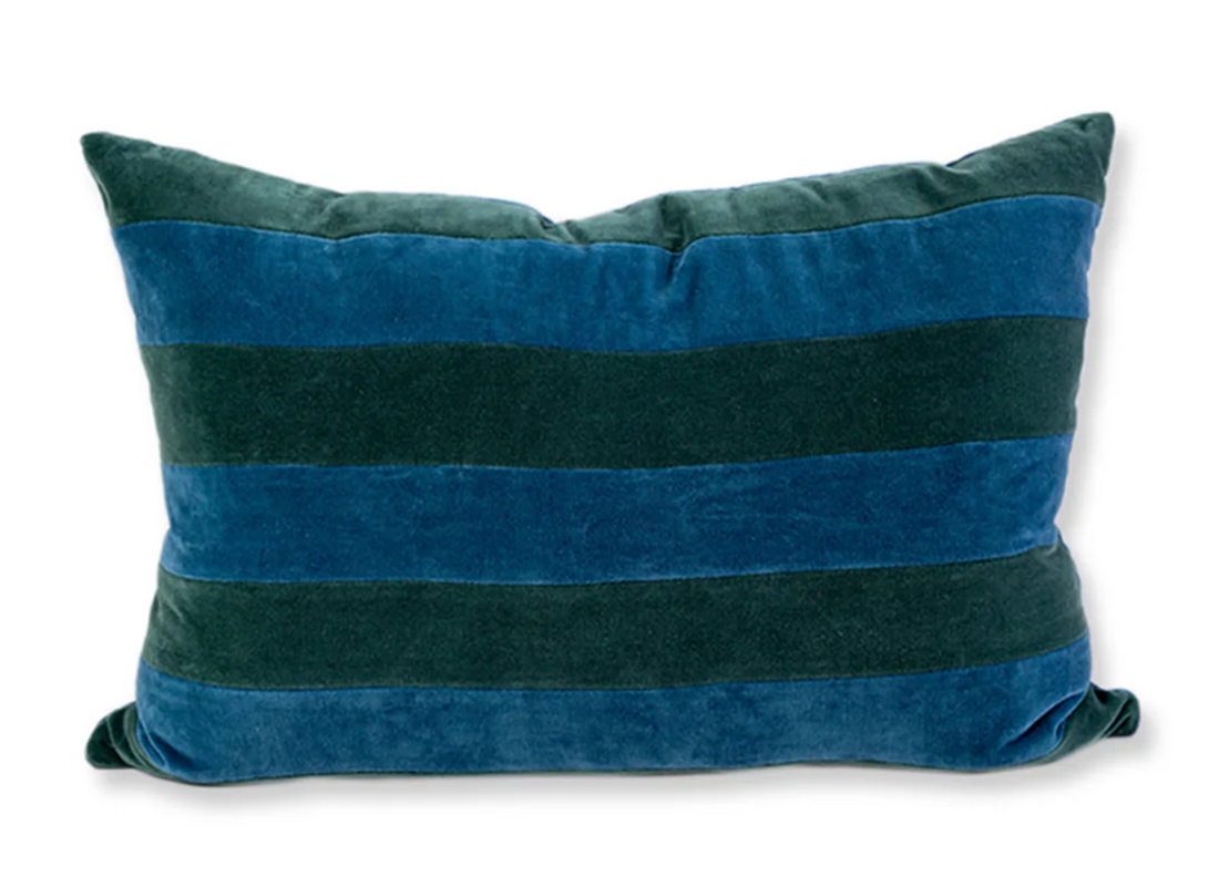 Striped Velvet Lumbar Pillow Green + Peacock