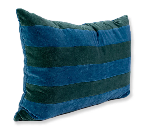 Striped Velvet Lumbar Pillow Green + Peacock