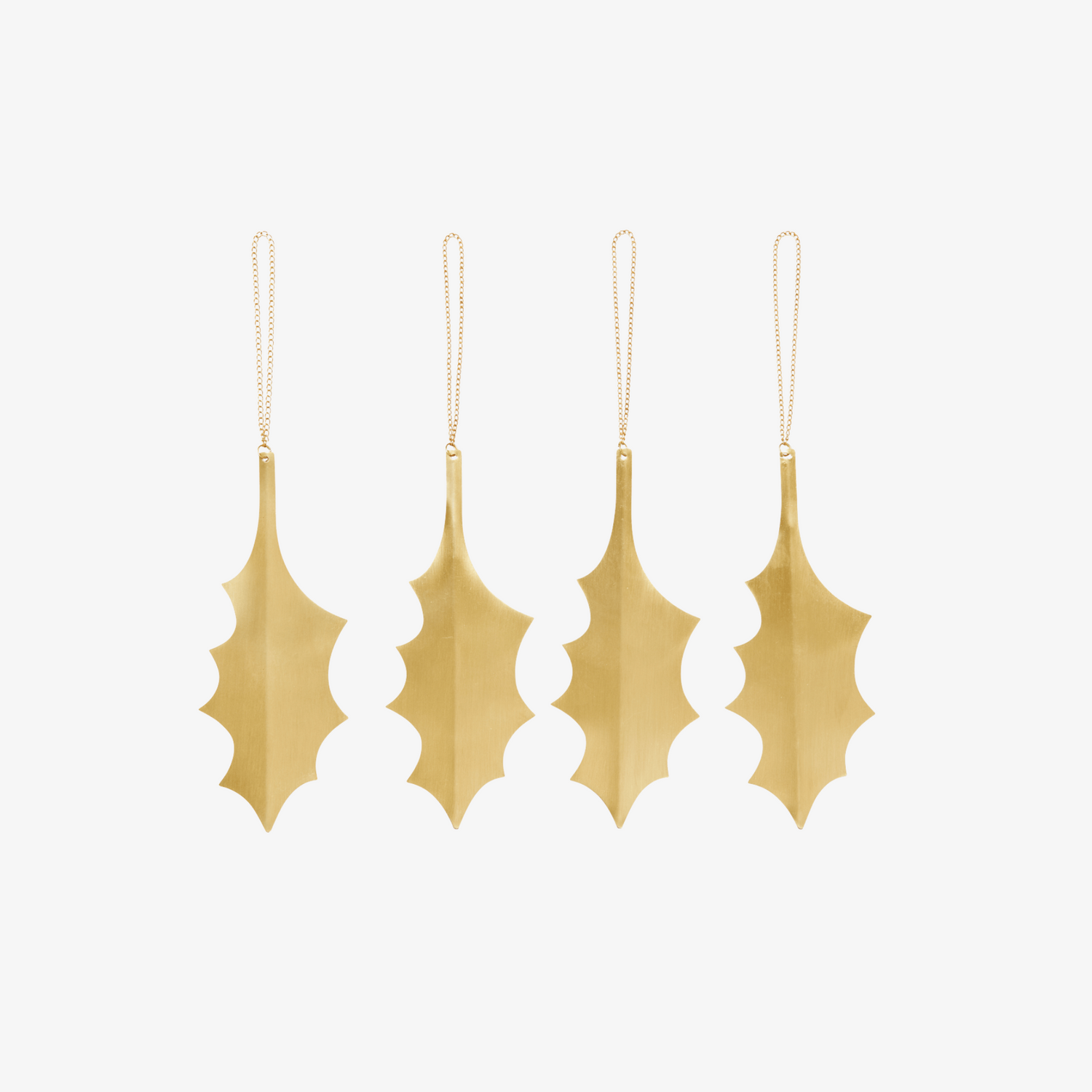 Holly Leaf Brass Ornaments