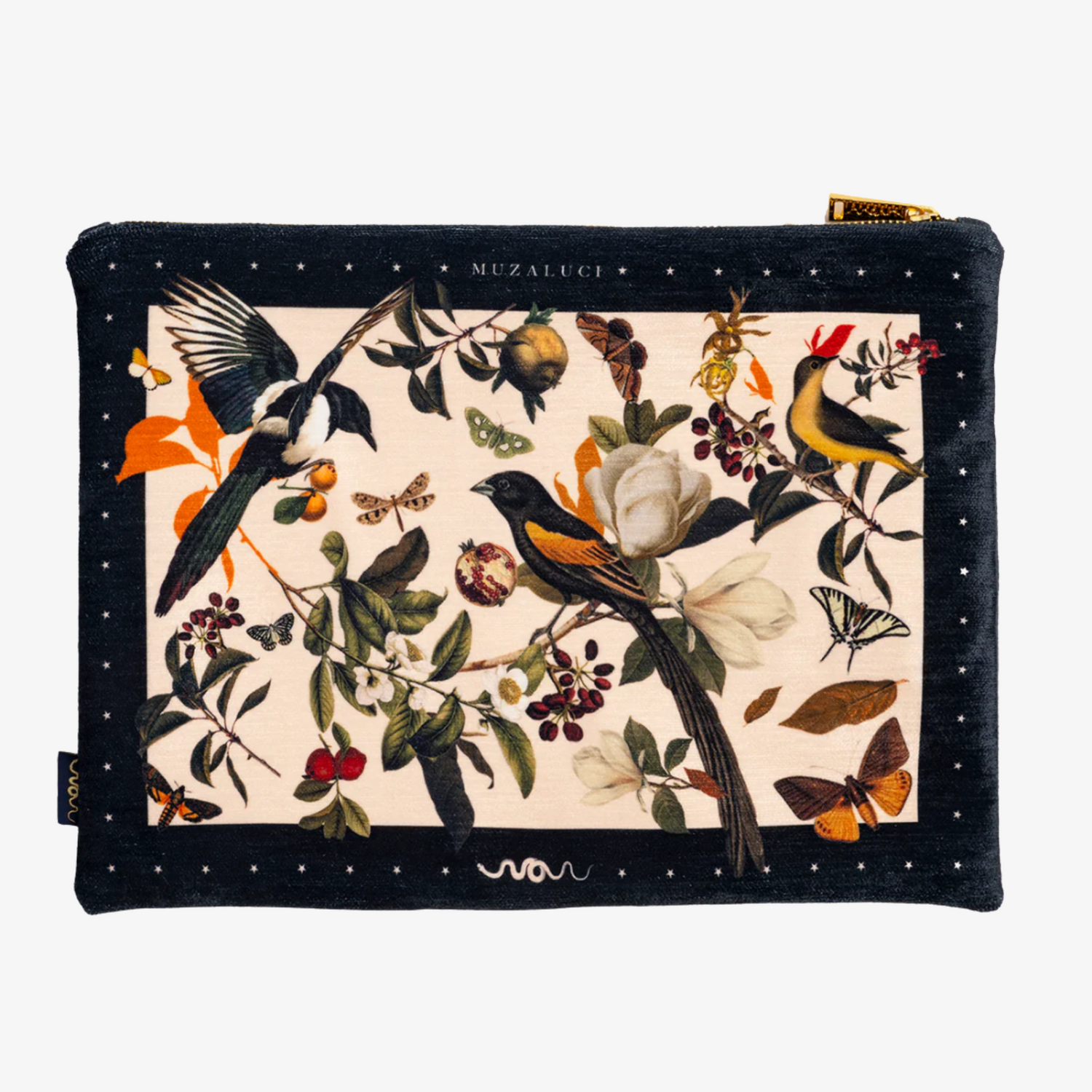Retro Birds Black - Hand Bag