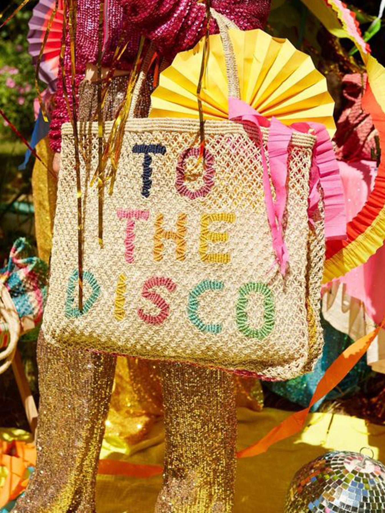 To The Disco Large Tote Bag - Multi/Natural