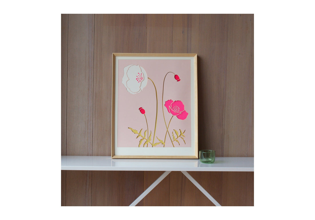 Pink Iceland Poppy 18&quot; x 24&quot; Framed