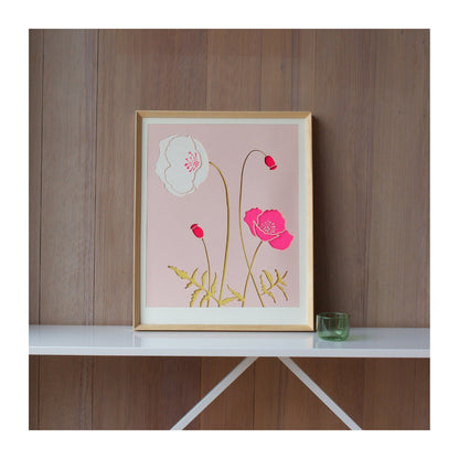 Pink Iceland Poppy 18&quot; x 24&quot; Framed