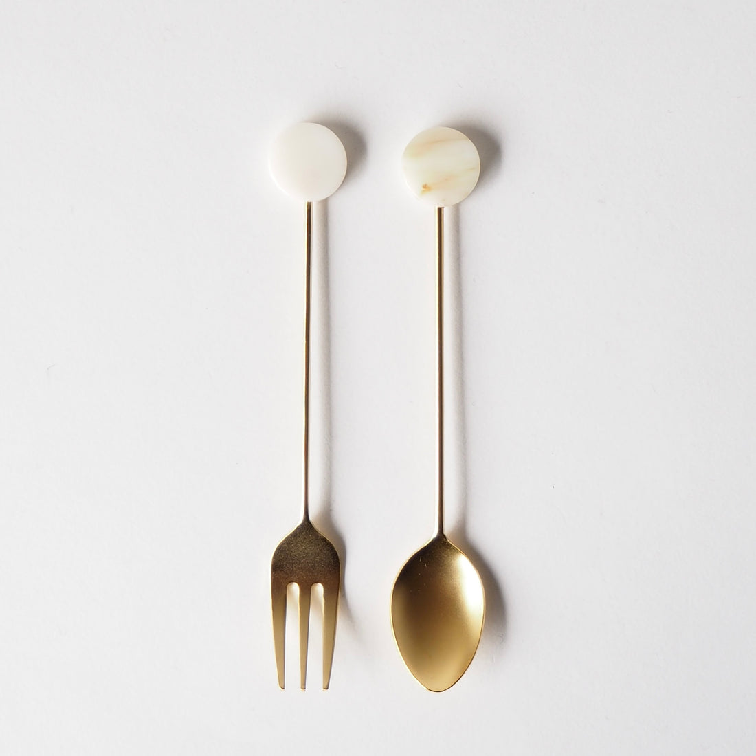 Marbled and Gold Round Appetizer Fork