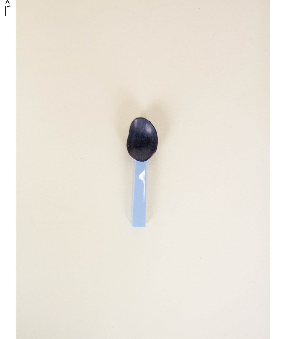 Black Horn and Blue Lacquer Caviar Spoon - Set of 6