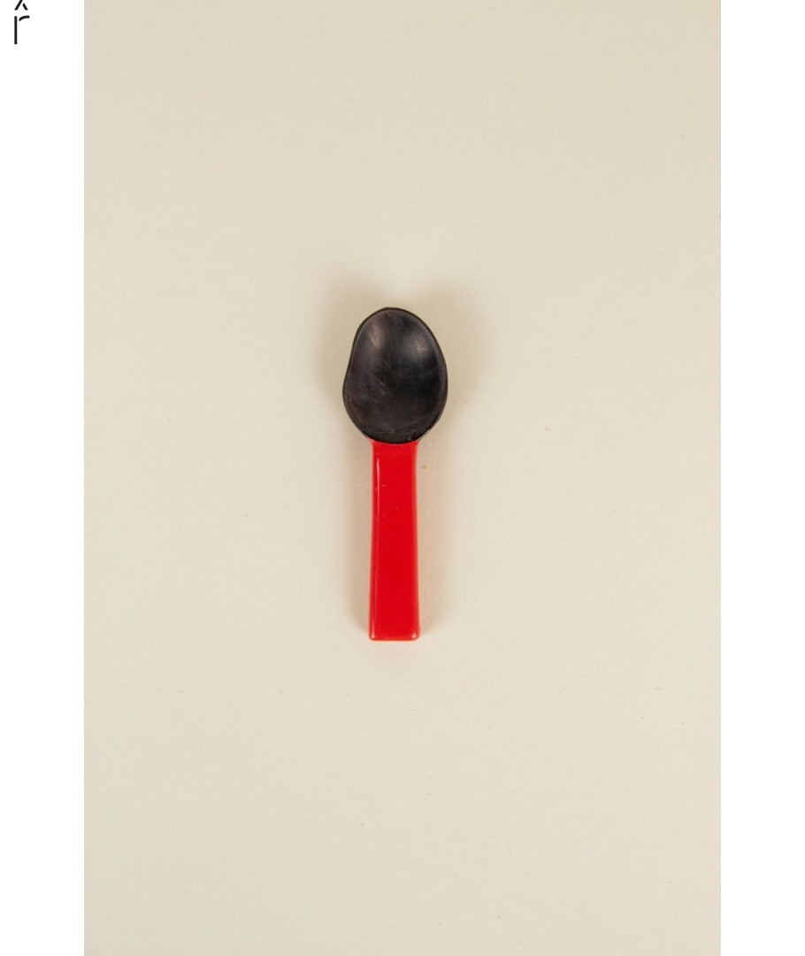 Black Horn and Red Lacquer Caviar Spoon - Set of 6