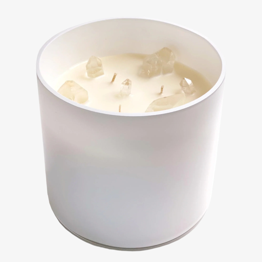 White Clear Quartz Crystal Candle